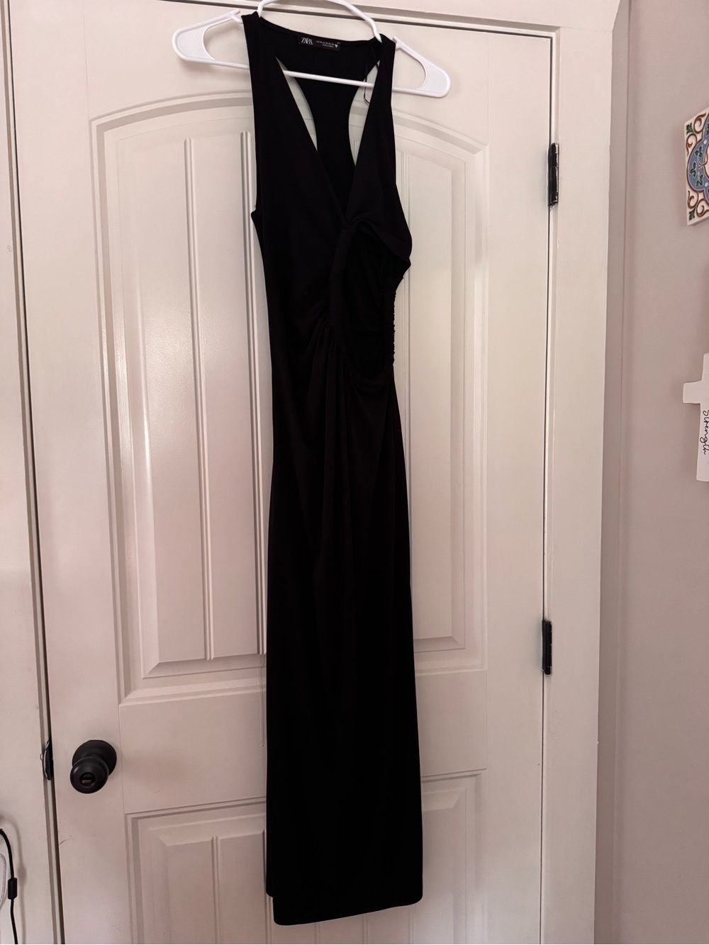 Zara Black Sleeveless Twist-Detail Maxi Dress